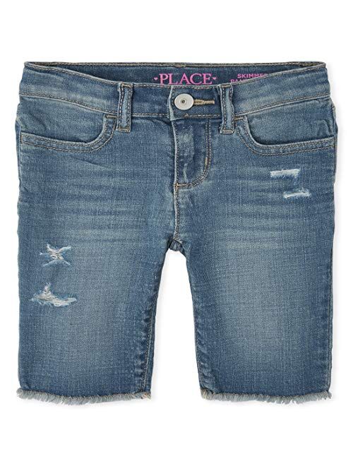 The Children's Place Girls' Plus Destroyed Denim Skimmer Shorts