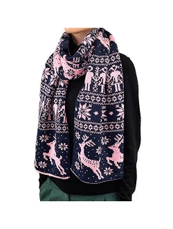 76" Reindeer Snowflake Woven Winter Scarf