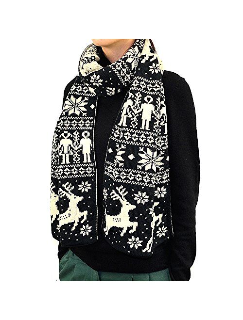 76" Reindeer Snowflake Woven Winter Scarf