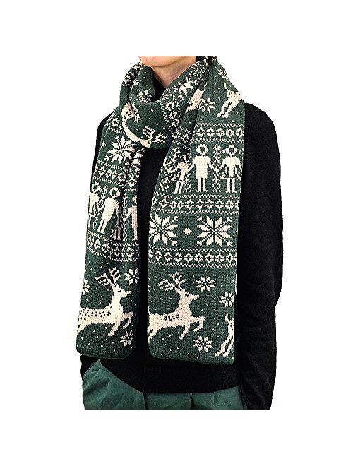 76" Reindeer Snowflake Woven Winter Scarf