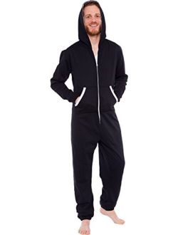 Men's Hooded Jumpsuit - Zip Up One Piece Pajamas