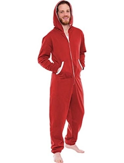 Men's Hooded Jumpsuit - Zip Up One Piece Pajamas