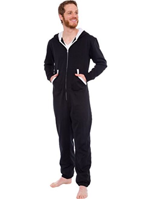 Ross Michaels Men's Hooded Jumpsuit - Zip Up One Piece Pajamas