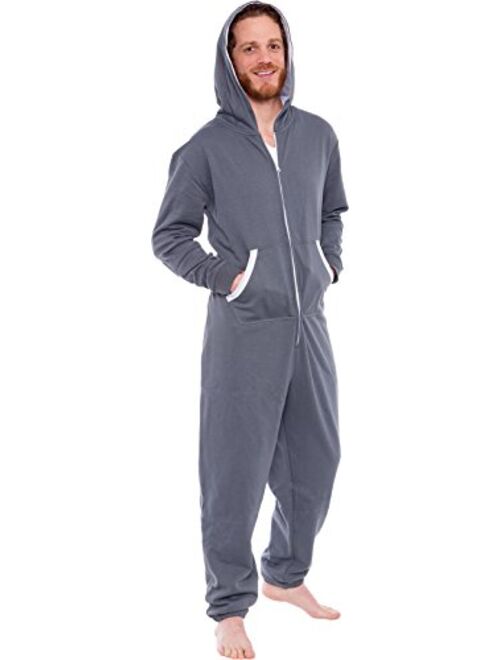 Ross Michaels Men's Hooded Jumpsuit - Zip Up One Piece Pajamas