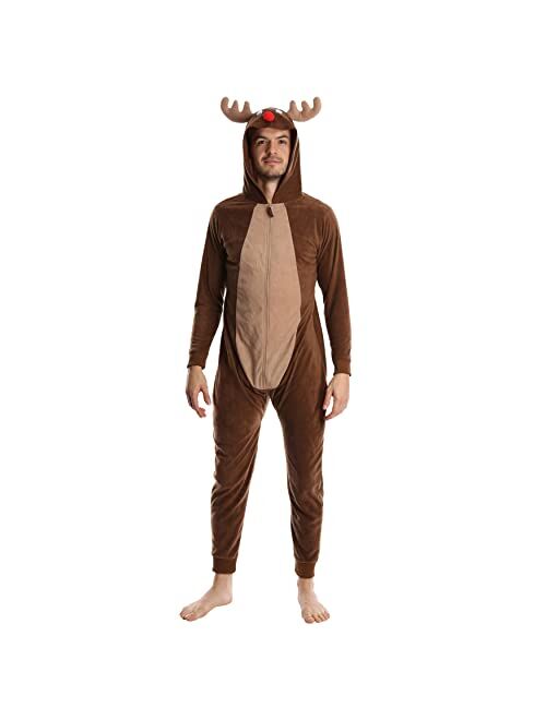 SLEEPHERO Adult Onesie Mens Christmas Onesie Cozy Novelty Onesie Christmas Pajamas Holiday Onsie Adult Pajamas for Men