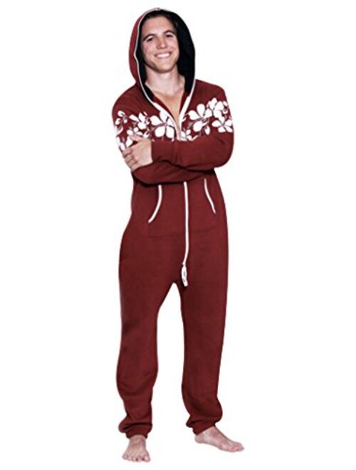 Men's Onesie Boy Printed Playsuit Adult One Piece Jumpsuit Non Footed Union Suit