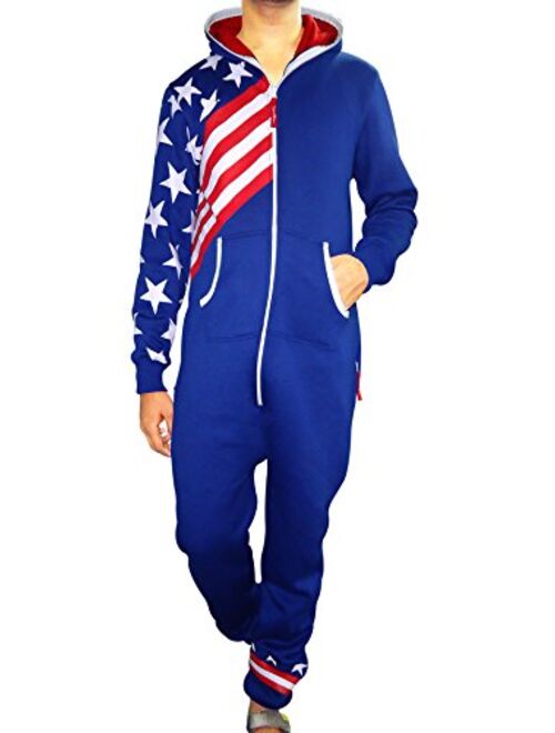 Men's Onesie Boy Printed Playsuit Adult One Piece Jumpsuit Non Footed Union Suit