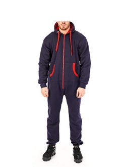 Juicy Trendz Mens Onesie Adult Hooded Jumpsuit Unisex One Piece Non Footed Pajamas