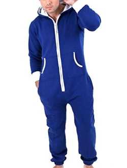 Juicy Trendz Mens Onesie Adult Hooded Jumpsuit Unisex One Piece Non Footed Pajamas