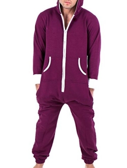 Juicy Trendz Mens Onesie Adult Hooded Jumpsuit Unisex One Piece Non Footed Pajamas