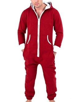 Juicy Trendz Mens Onesie Adult Hooded Jumpsuit Unisex One Piece Non Footed Pajamas