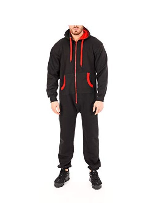 Juicy Trendz Mens Onesie Adult Hooded Jumpsuit Unisex One Piece Non Footed Pajamas