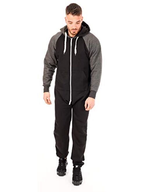 Juicy Trendz Mens Onesie Adult Hooded Jumpsuit Unisex One Piece Non Footed Pajamas