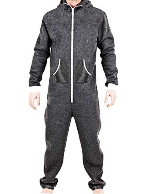 Juicy Trendz Mens Onesie Adult Hooded Jumpsuit Unisex One Piece Non Footed Pajamas