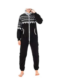 Juicy Trendz Mens Aztec Printed Onesie Adult Hooded Jumpsuit Unisex One Piece Non Footed Pajamas