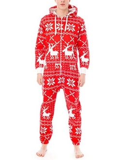 Juicy Trendz Mens Aztec Printed Onesie Adult Hooded Jumpsuit Unisex One Piece Non Footed Pajamas