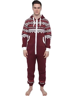 Juicy Trendz Mens Aztec Printed Onesie Adult Hooded Jumpsuit Unisex One Piece Non Footed Pajamas