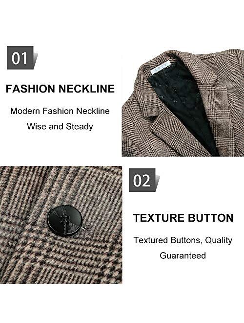 Mens Trench Coat Wool Blend Top Pea Coat Winter Long Single Breasted Classic Stylish Business Overcoat