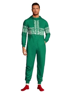 Mens Hooded Jumpsuit Full Zip Onesie Rompers One Piece Overalls Lightweight Tracksuit with Pockets