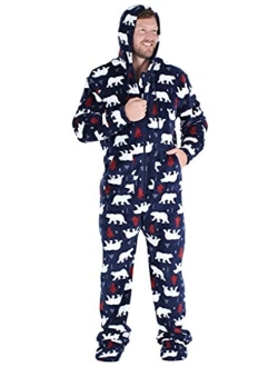 SleepytimePjs Men's Fleece Hooded Footed Onesie Pajamas