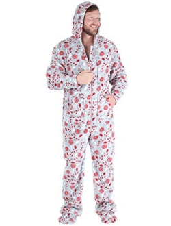 SleepytimePjs Men's Fleece Hooded Footed Onesie Pajamas