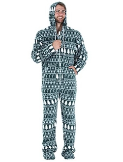 SleepytimePjs Men's Fleece Hooded Footed Onesie Pajamas