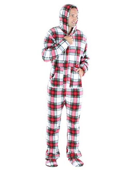 SleepytimePjs Men's Fleece Hooded Footed Onesie Pajamas