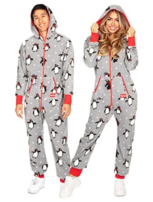 Tipsy Elves Christmas Onesies for Adults - Comfy Men’s and Women’s Matching Holiday Jumpsuits with Convenient Pockets