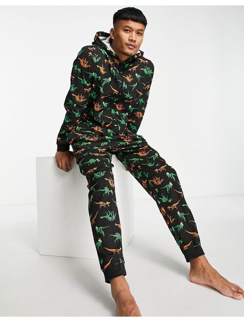 Asos Design Christmas onesie in dinosaur print