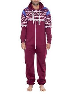 NOROZE Mens Hoodie Jumpsuit Onesie One Piece Pajamas