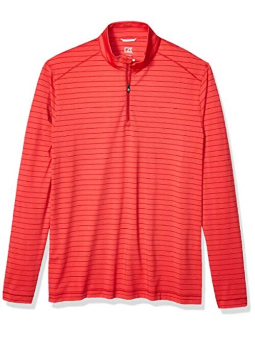 Cutter & Buck Men's Moisture Wicking Drytec UPF Holman Stripe Half Zip Pullover