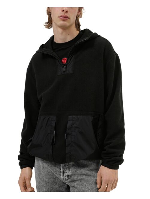 Hugo Boss Men's Daymans Oversized-Fit Mix-Media 1/4-Zip Hoodie