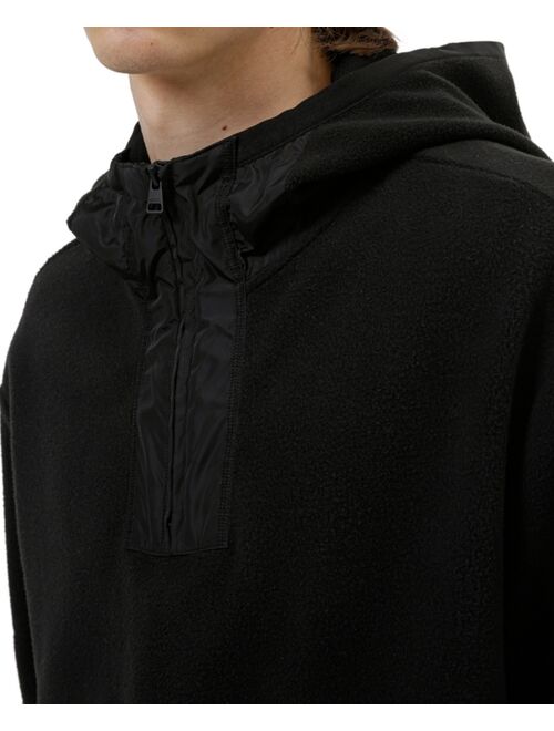 Hugo Boss Men's Daymans Oversized-Fit Mix-Media 1/4-Zip Hoodie