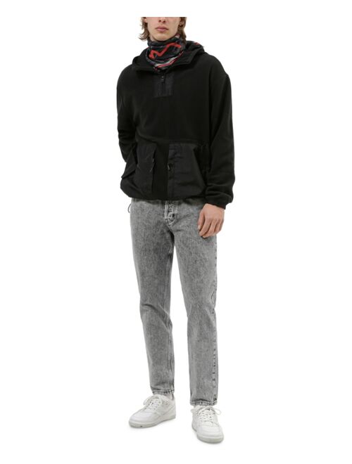 Hugo Boss Men's Daymans Oversized-Fit Mix-Media 1/4-Zip Hoodie