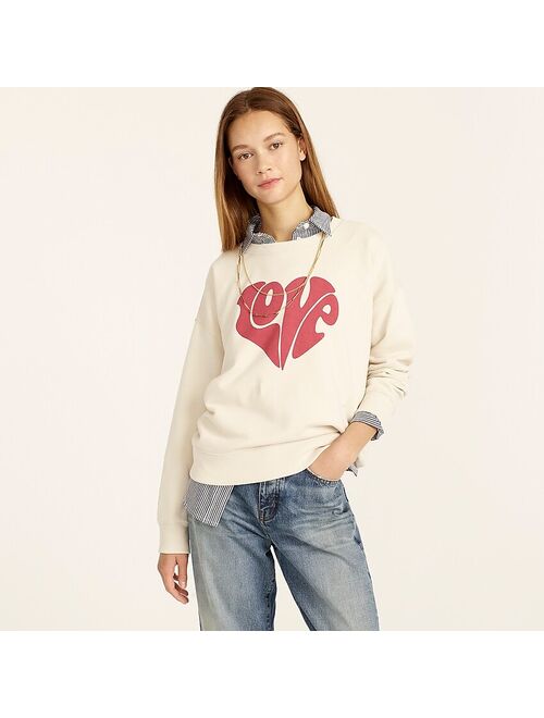 J.Crew University terry "Love" heart sweatshirt