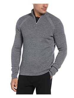 Men's Motion Textured Merino Wool Blend Quarter Zip Sweater