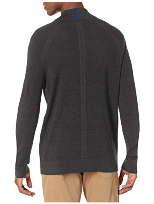 Perry Ellis Men's Motion Textured Merino Wool Blend Quarter Zip Sweater