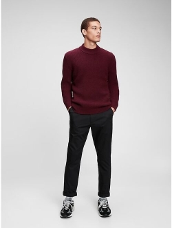 Merino Shaker-Stitch Mockneck Sweater