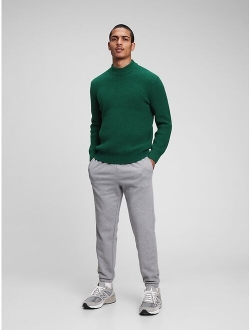 Merino Shaker-Stitch Mockneck Sweater