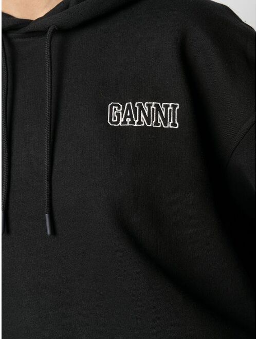 GANNI logo-embroidered oversize hoodie