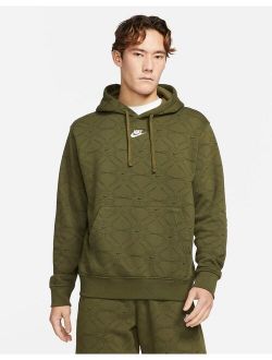 Branded AOP Pack fleece hoodie in khaki