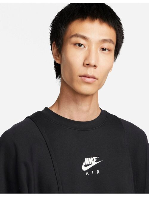 Nike Air color block crew neck sweat in black