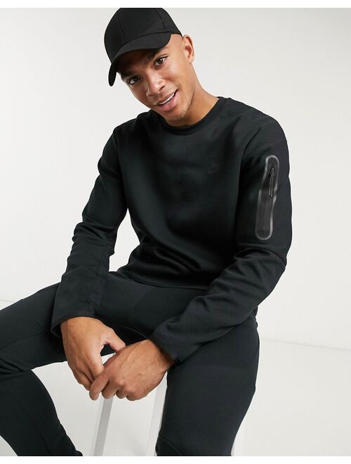 Nike Tech Fleece crew neck sweatshirt in black