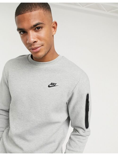 Nike Tech Fleece crew neck sweatshirt in gray heather