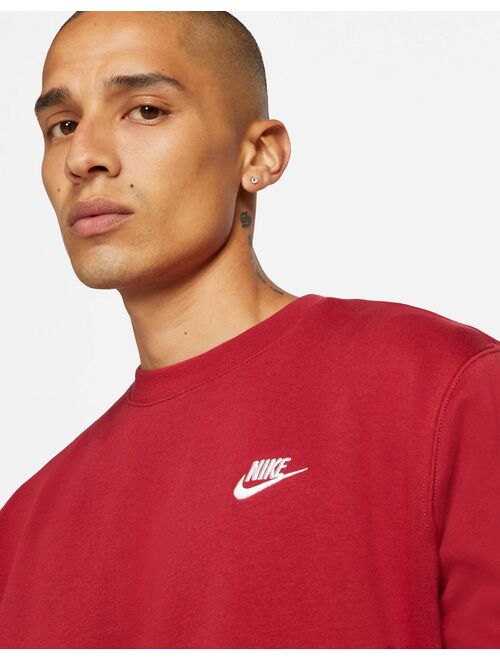 Nike Club crew neck sweat in burgundy