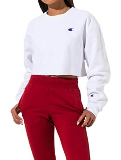 Women's Cropped Reverse Weave Crew, Left Chest C