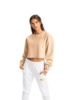 Women's Cropped Reverse Weave Crew, Left Chest C