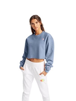 Women's Cropped Reverse Weave Crew, Left Chest C