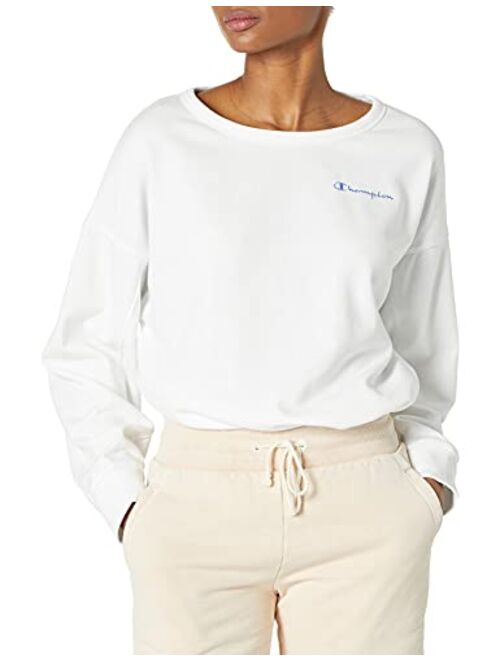 Champion Women's Campus French Terry Cropped Graphic Crew