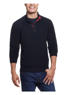 Men's Plaid Placket Cotton Sweater